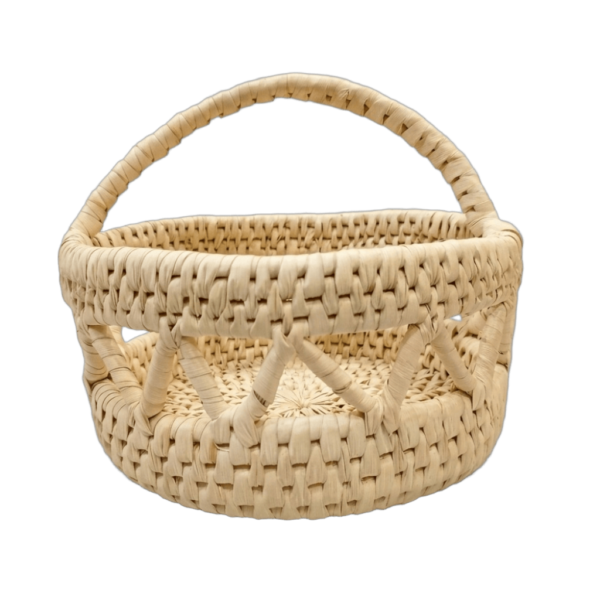 Handwoven Natural Open-Weave Fruit Basket